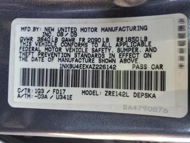 2010 TOYOTA COROLLA BASE  