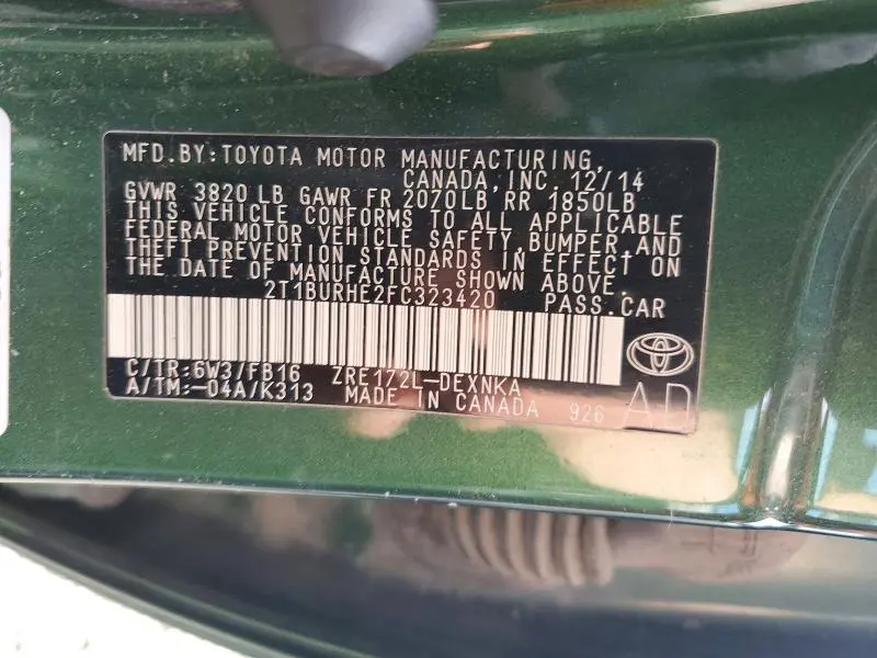 2015 TOYOTA COROLLA LE  