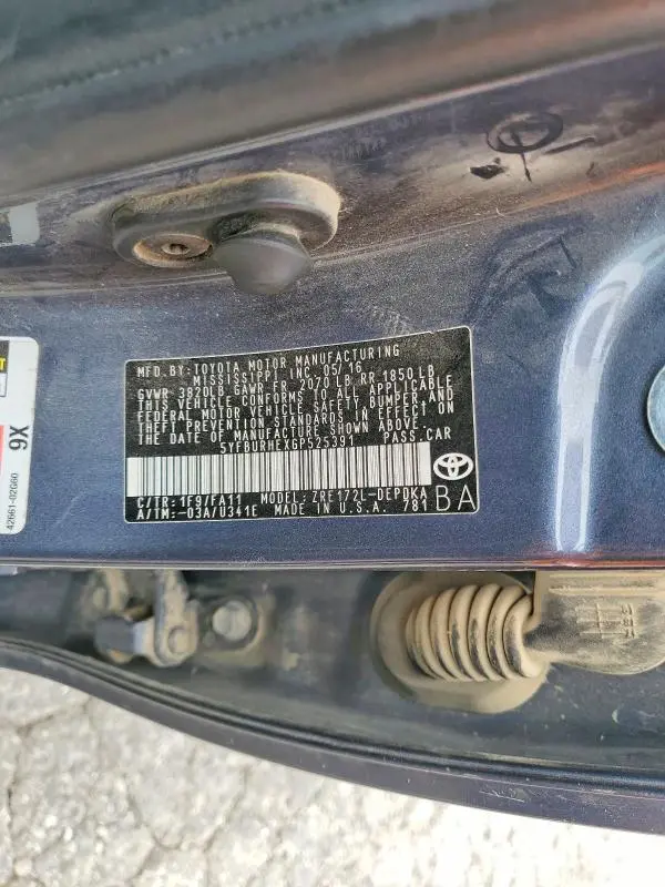 2016 TOYOTA COROLLA L  