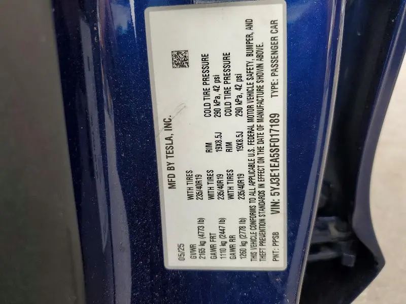 2025 TESLA MODEL 3   