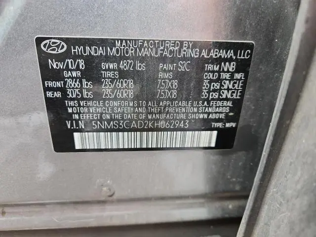 2019 HYUNDAI SANTA FE SEL  