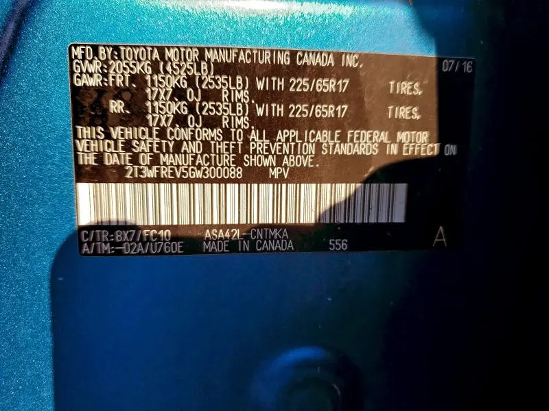 2016 TOYOTA RAV4 XLE  