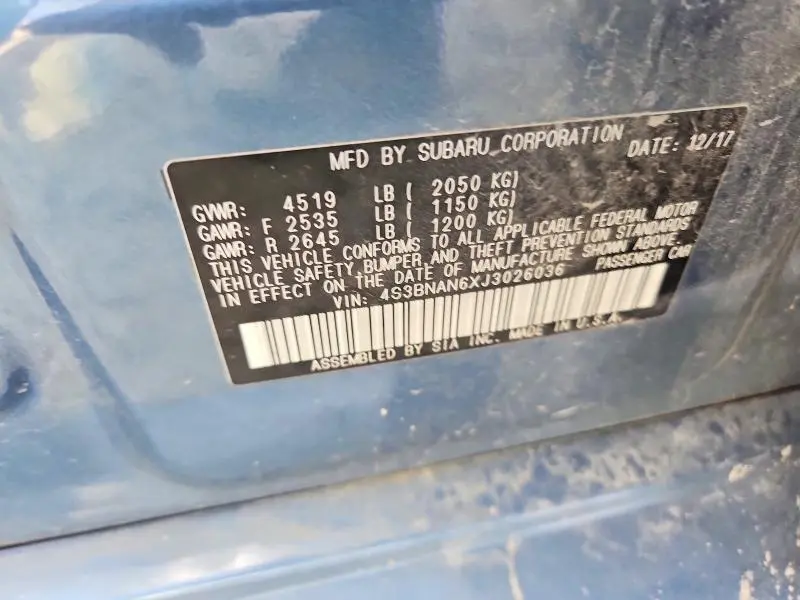 2018 SUBARU LEGACY 2.5I LIMITED  