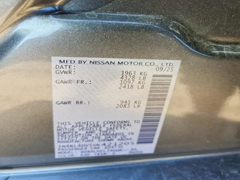 2025 NISSAN ALTIMA SV  