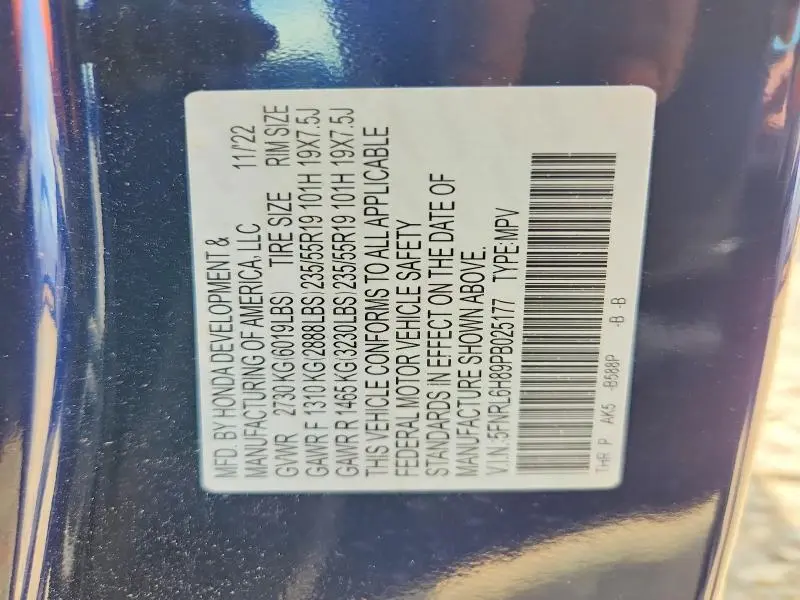 2023 HONDA ODYSSEY TOURING  