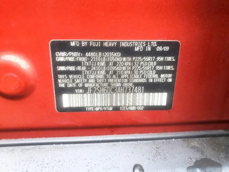 2010 SUBARU FORESTER 2.5X LIMITED  