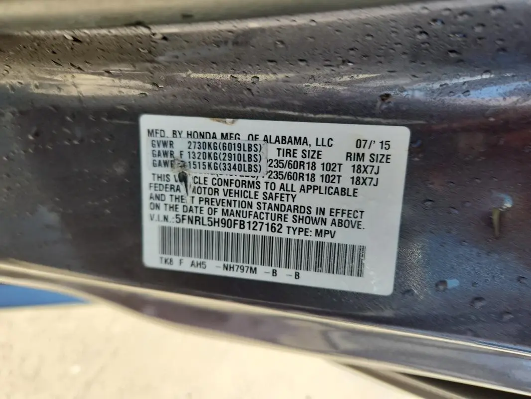 2015 HONDA ODYSSEY TOURING  