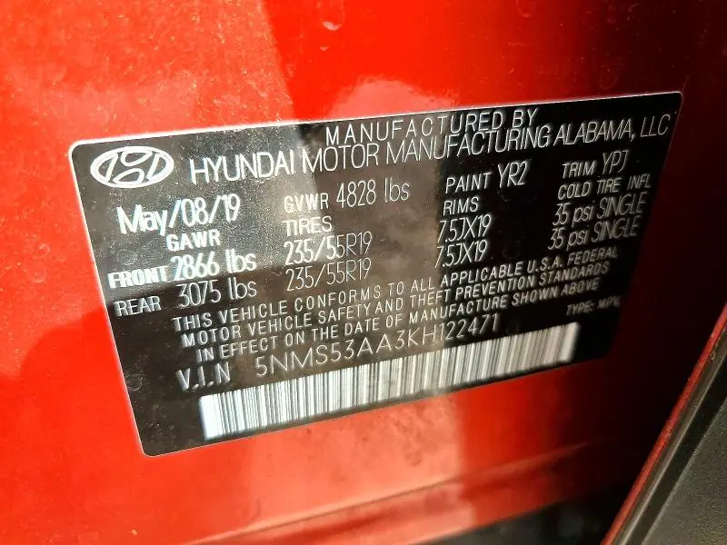 2019 HYUNDAI SANTA FE ULTIMATE 2.0T  