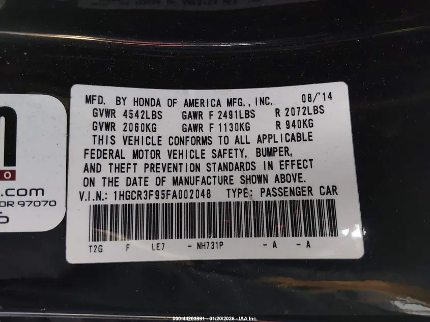 2015 HONDA ACCORD TOURING