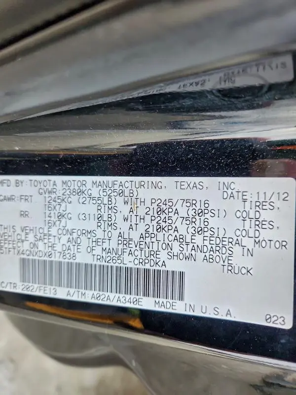 2013 TOYOTA TACOMA PRERUNNER ACCESS CAB  