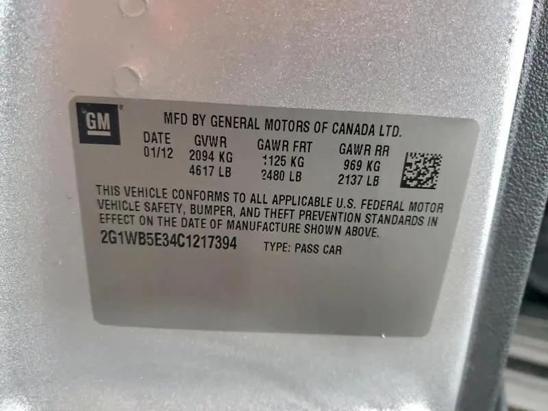 2012 CHEVROLET IMPALA LT  