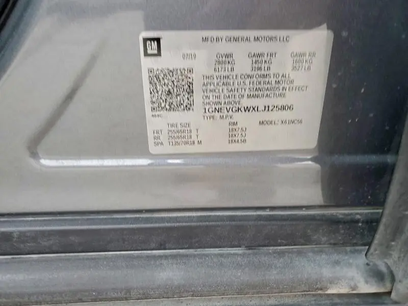 2020 CHEVROLET TRAVERSE LT  