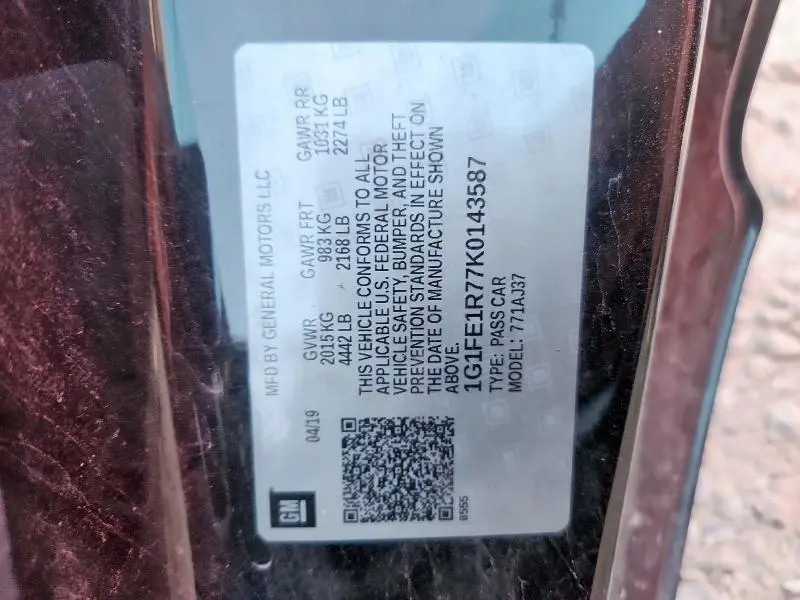 2019 CHEVROLET CAMARO SS  