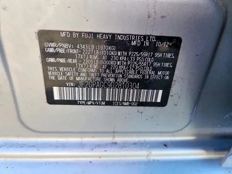 2013 SUBARU XV CROSSTREK 2.0 LIMITED  