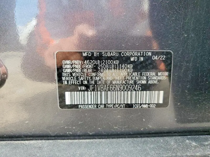 2022 SUBARU WRX PREMIUM  