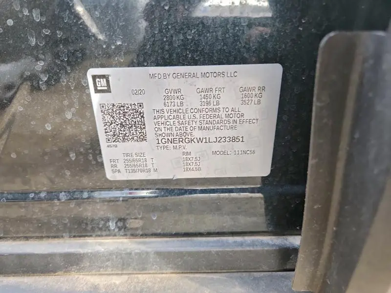 2020 CHEVROLET TRAVERSE LT  