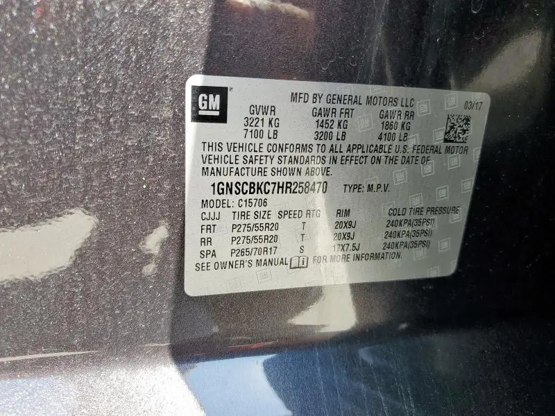 2017 CHEVROLET TAHOE C1500 LT  