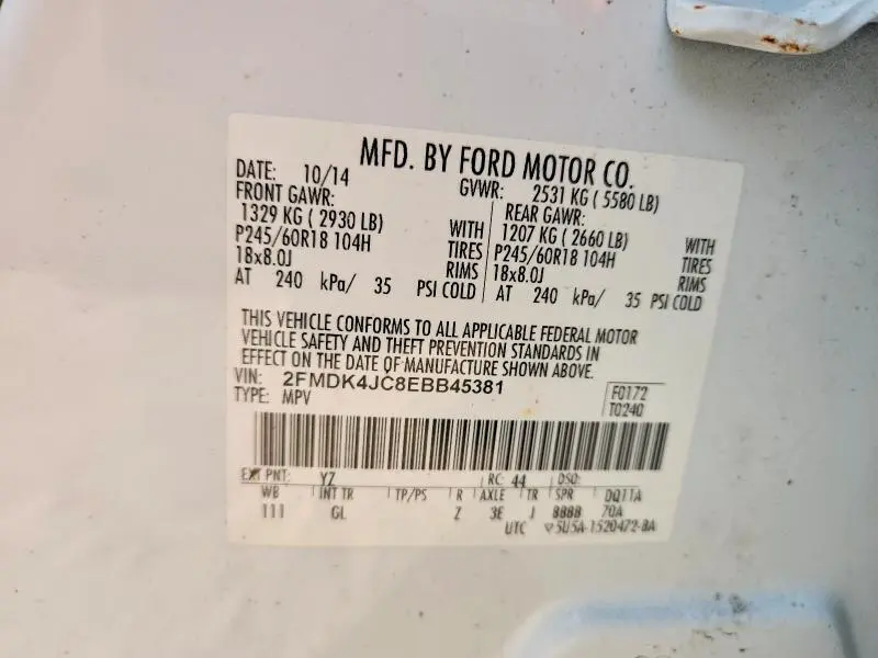 2014 FORD EDGE SEL  