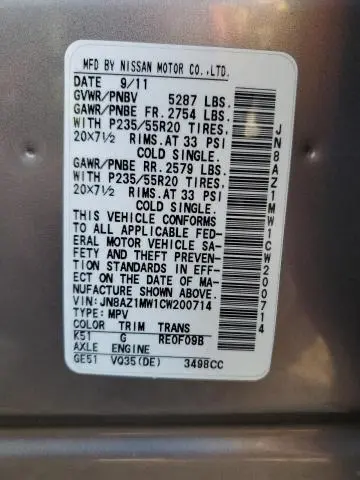 2012 NISSAN MURANO S  