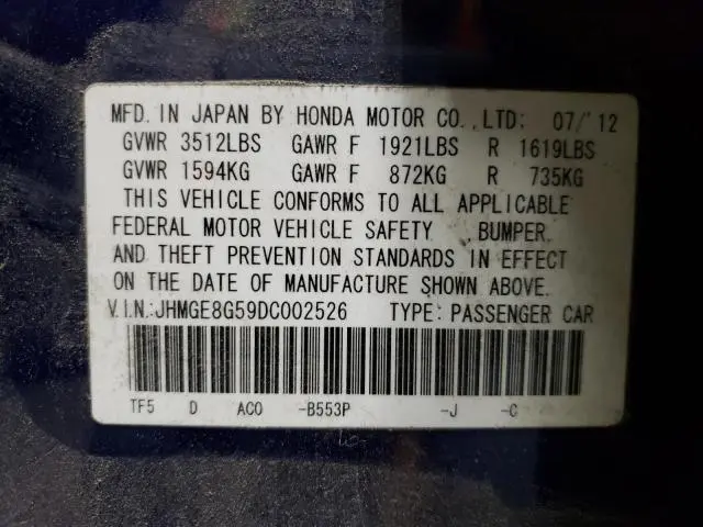 2013 HONDA FIT SPORT  