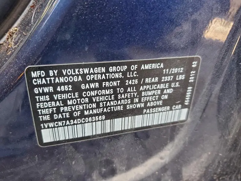 2013 VOLKSWAGEN PASSAT SEL  