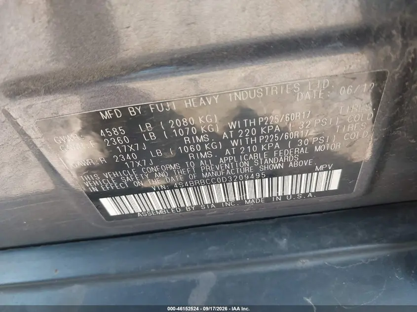 2013 SUBARU OUTBACK 2.5I PREMIUM