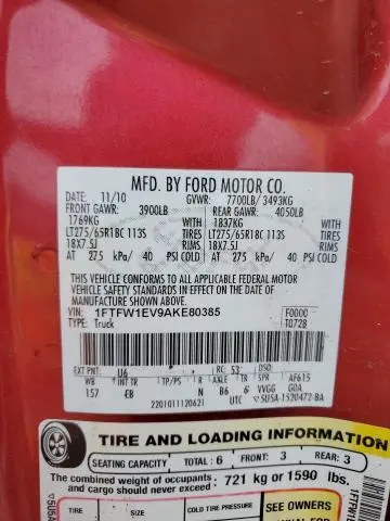 2010 FORD F150 SUPERCREW  