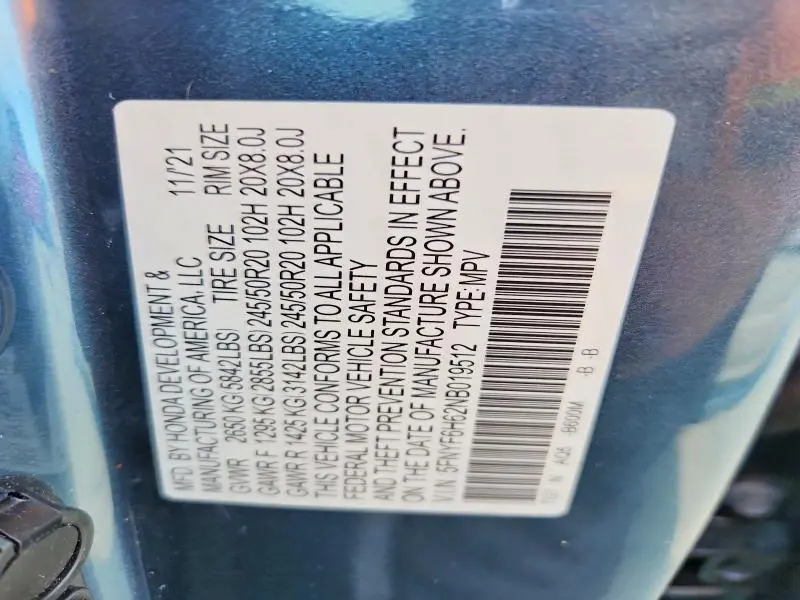 2022 HONDA PILOT TOURING  