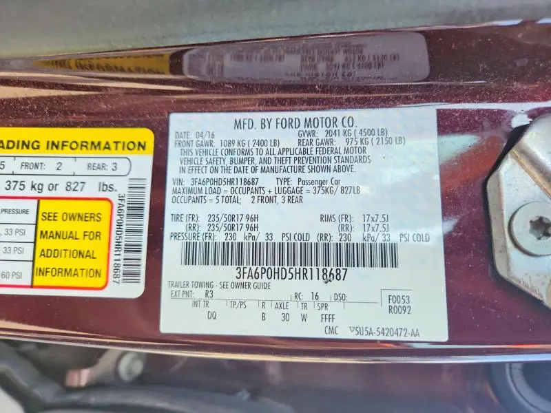 2017 FORD FUSION SE  