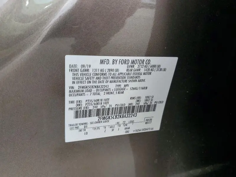2019 FORD FLEX SEL  