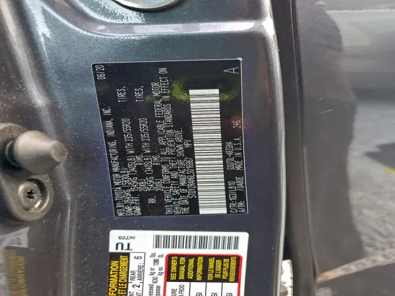 2020 TOYOTA HIGHLANDER LIMITED  