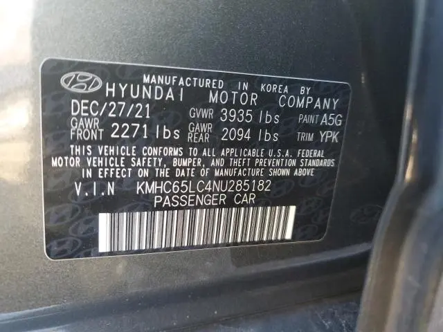 2022 HYUNDAI IONIQ BLUE  