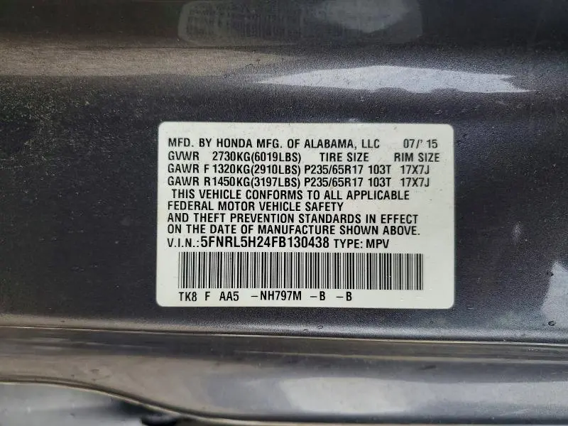 2015 HONDA ODYSSEY LX  