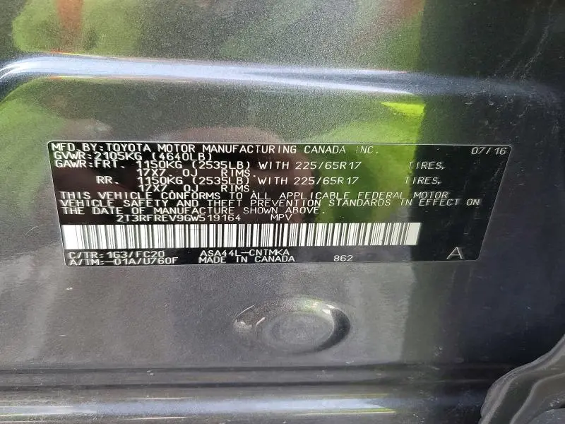 2016 TOYOTA RAV4 XLE  