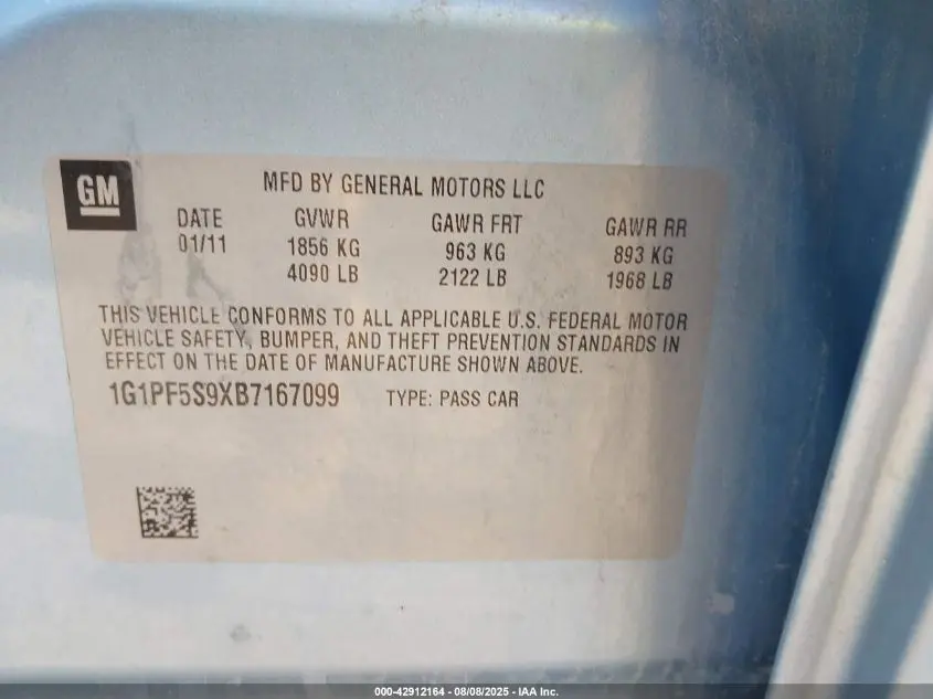 2011 CHEVROLET CRUZE 1LT