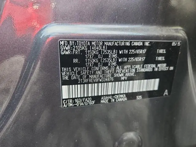 2015 TOYOTA RAV4 XLE  