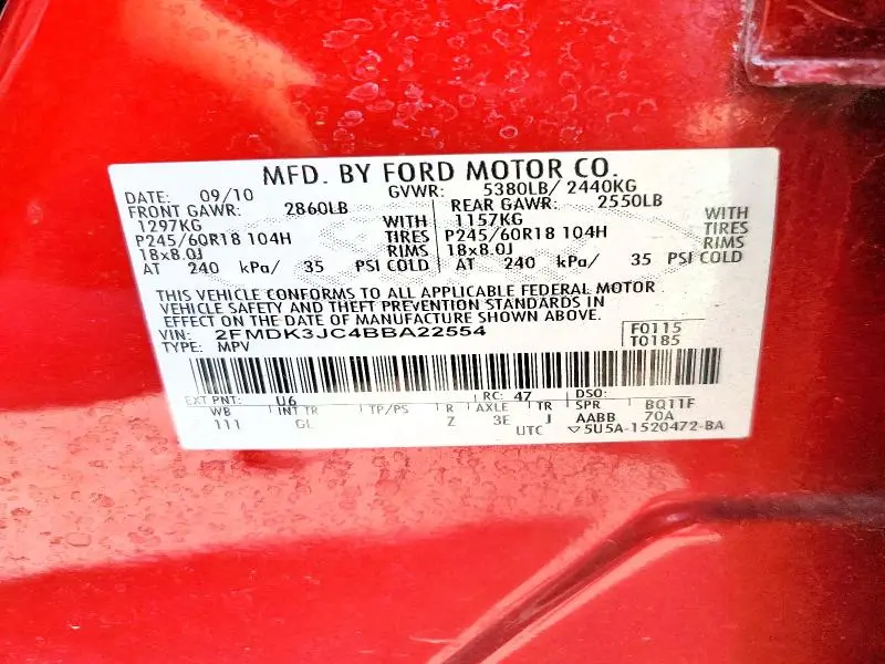 2011 FORD EDGE SEL  