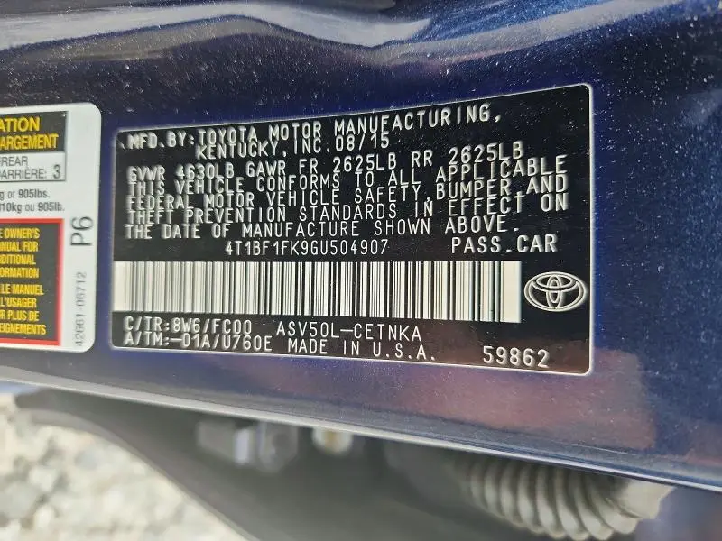 2016 TOYOTA CAMRY LE  