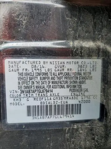 2016 NISSAN SENTRA S  