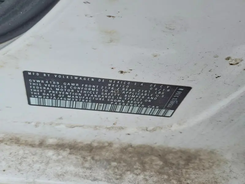 2016 VOLKSWAGEN JETTA S  