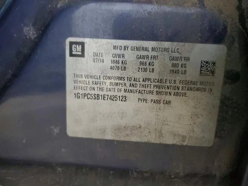 2014 CHEVROLET CRUZE LT  