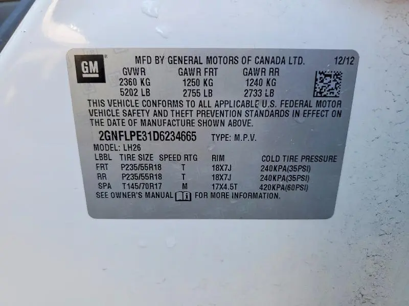 2013 CHEVROLET EQUINOX LT  