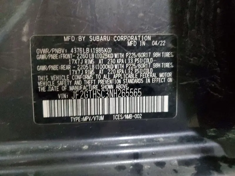 2022 SUBARU CROSSTREK SPORT  