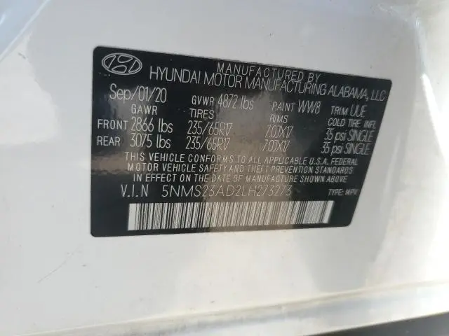 2020 HYUNDAI SANTA FE SE  