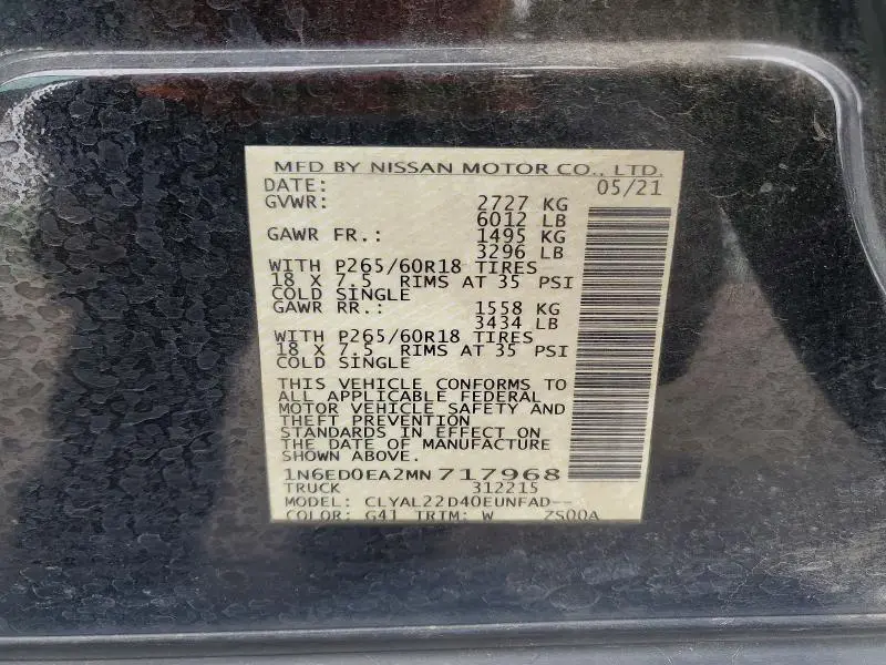 2021 NISSAN FRONTIER SV  