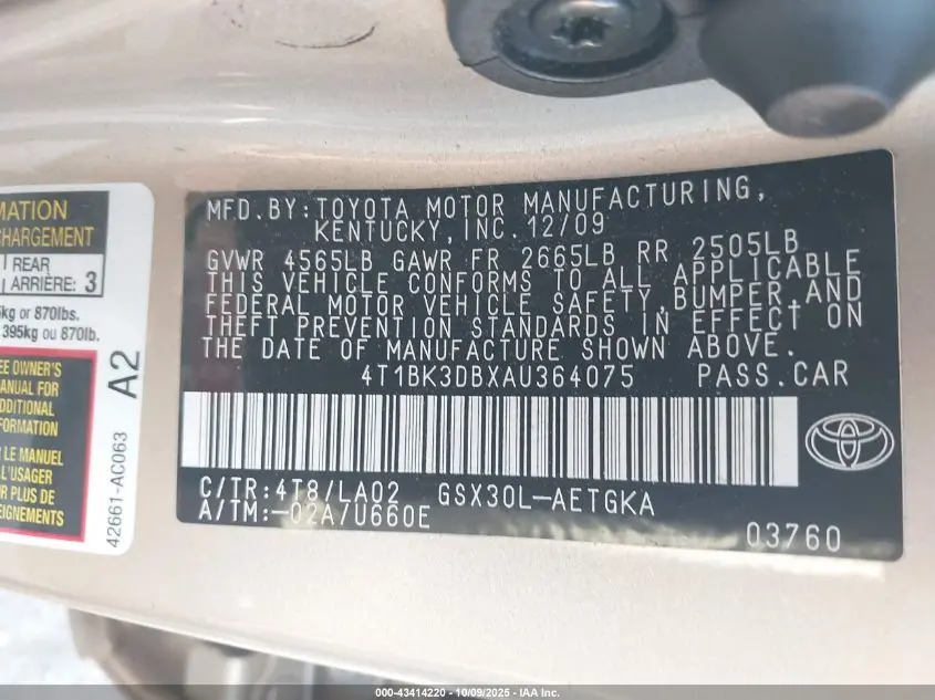 2010 TOYOTA AVALON XLS