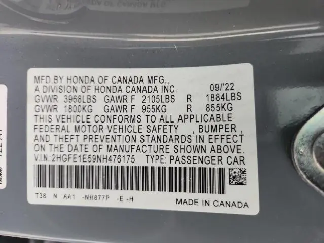2022 HONDA CIVIC SI  