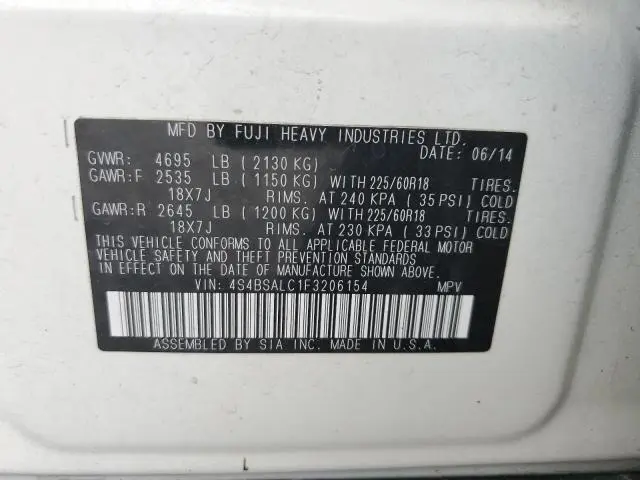 2015 SUBARU OUTBACK 2.5I LIMITED  