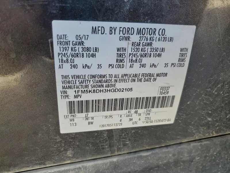 2017 FORD EXPLORER XLT  