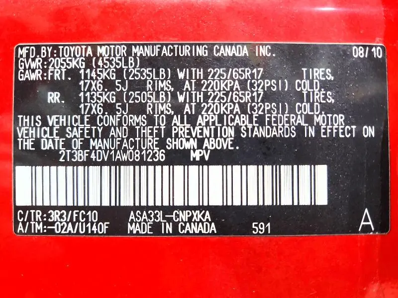 2010 TOYOTA RAV4 BASE  